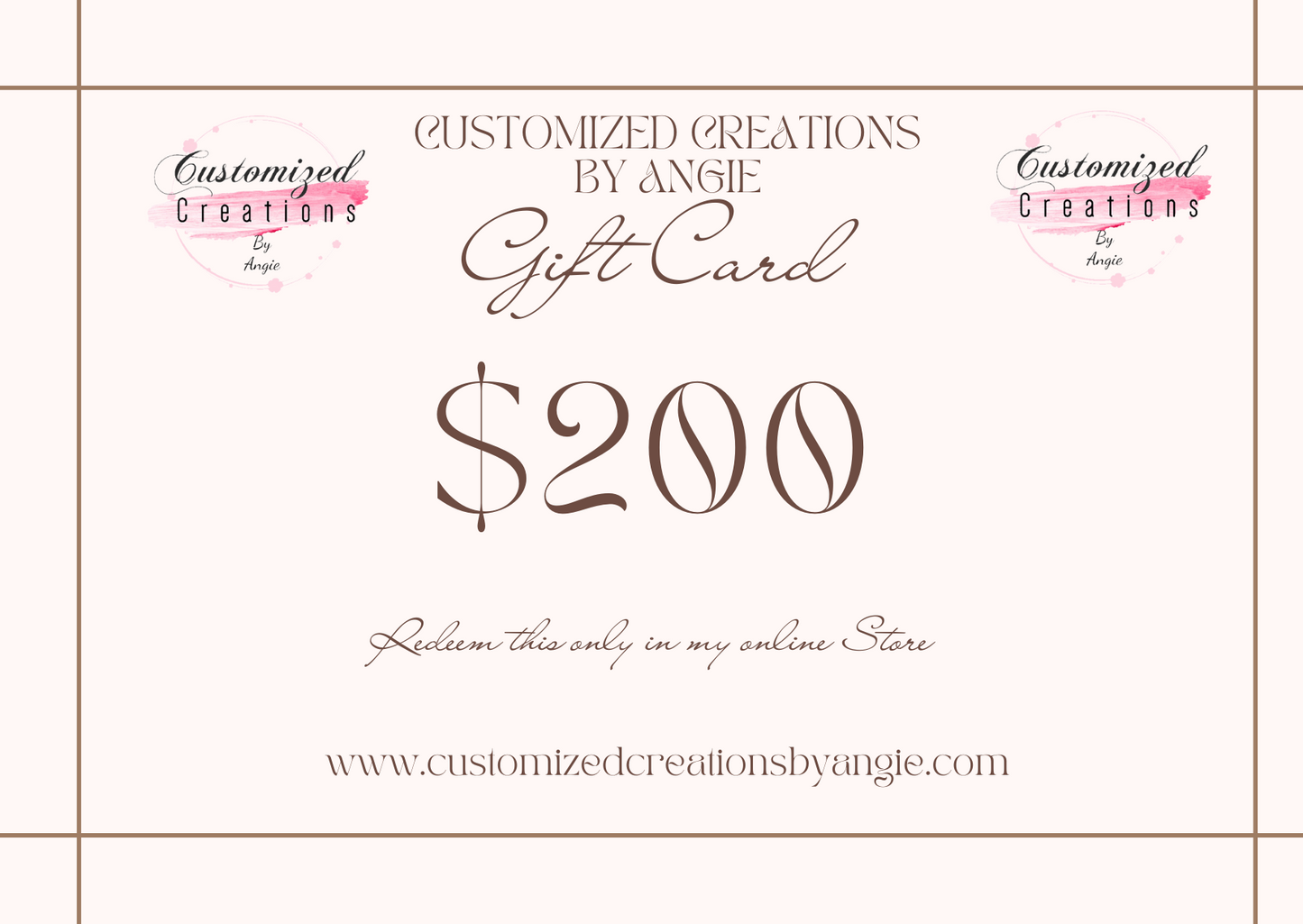 Creaciones personalizadas de Angie Gift Cards