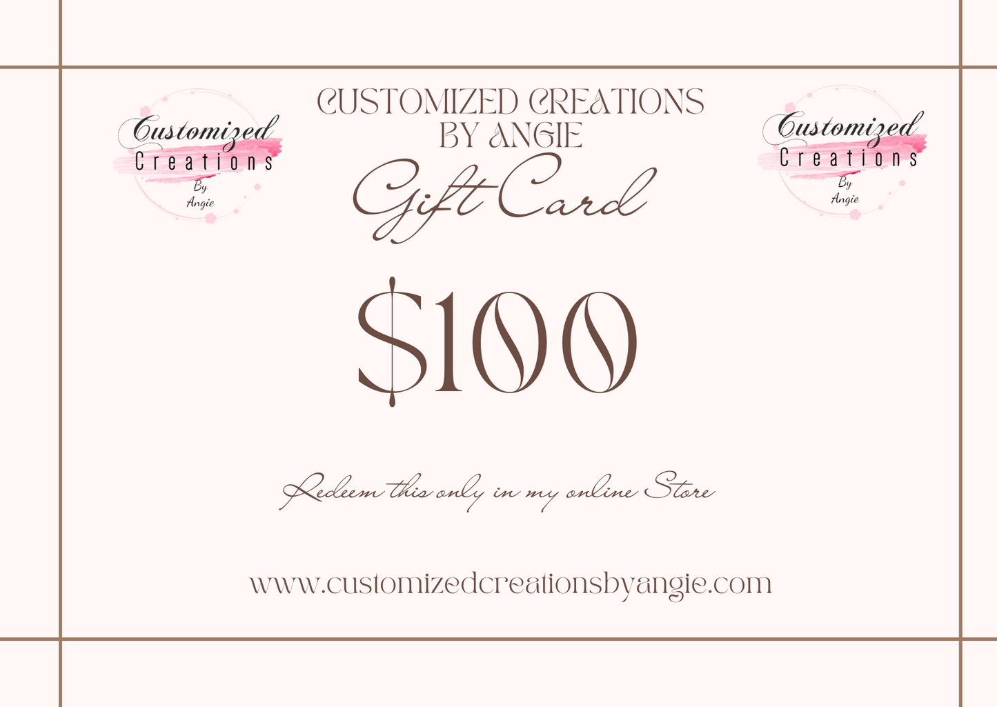 Creaciones personalizadas de Angie Gift Cards